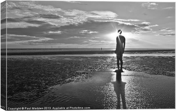 Crosby Beach Black and white Sunset Canvas Print by Paul Madden