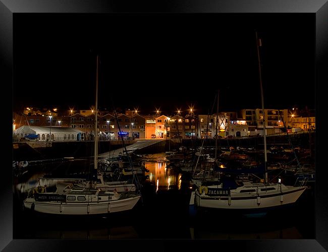 Paignton Harbour at Night Framed Print by Jay Lethbridge