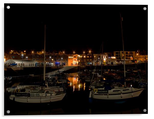 Paignton Harbour at Night Acrylic by Jay Lethbridge