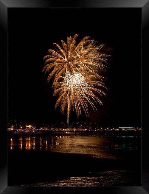 Fireworks at Paignton Beach Framed Print by Jay Lethbridge