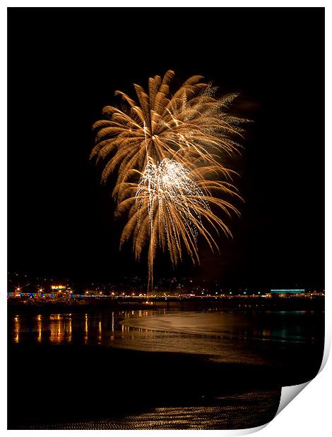 Fireworks at Paignton Beach Print by Jay Lethbridge