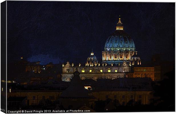 St. Peter’s Basilica at Night Canvas Print by David Pringle