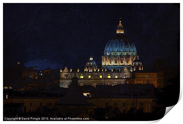 St. Peter’s Basilica at Night Print by David Pringle