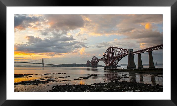Forth Bridges Sunset Framed Mounted Print by Ian Potter