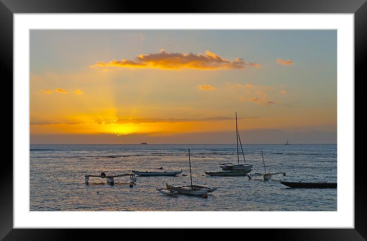 Waikiki Sunset II Framed Mounted Print by David Davies