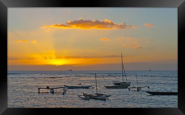 Waikiki Sunset II Framed Print by David Davies