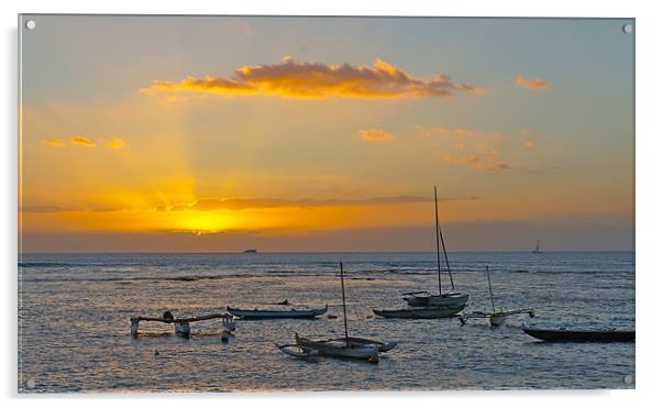 Waikiki Sunset II Acrylic by David Davies