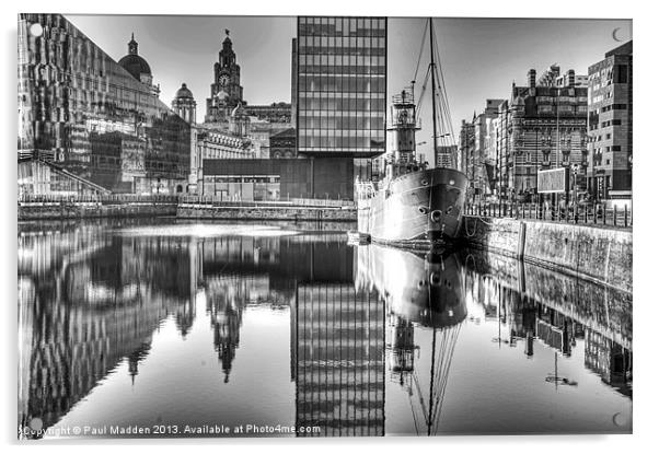 Canning Dock Black And White Acrylic by Paul Madden