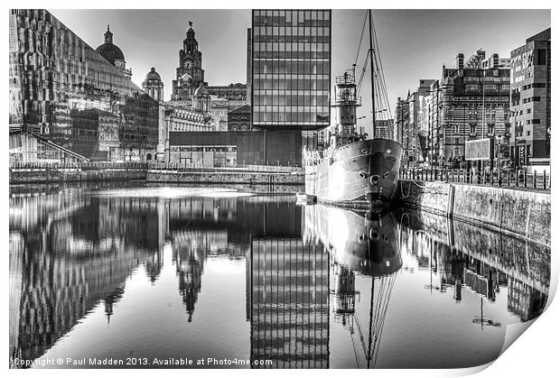 Canning Dock Black And White Print by Paul Madden