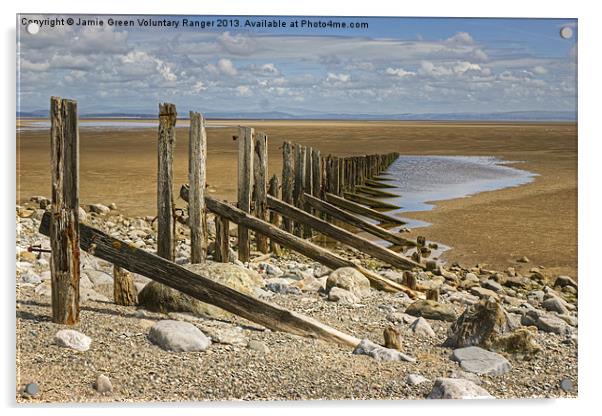 Aldingham Beach Acrylic by Jamie Green