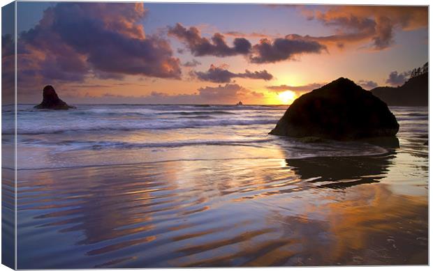 Ecola Sunset Canvas Print by Mike Dawson