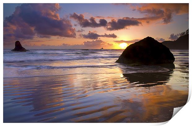 Ecola Sunset Print by Mike Dawson