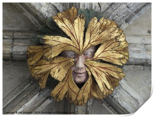 Green Man in Gold Leaf Print by Jez Mouncer