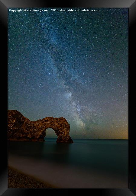 Milky Way over Durdle Door Framed Print by Sharpimage NET