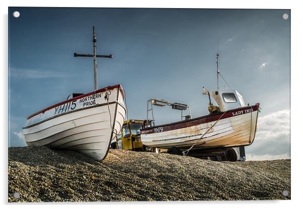Boats on Weybourne Beach Acrylic by Stephen Mole