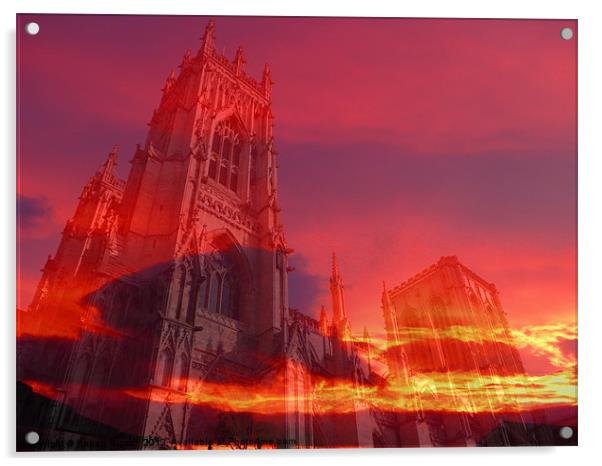 York minster and fire Acrylic by Robert Gipson