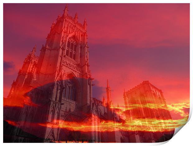 York minster and fire Print by Robert Gipson