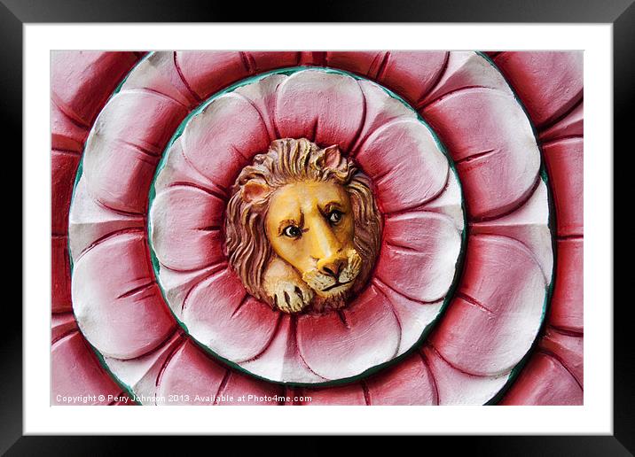 Lion Framed Mounted Print by Perry Johnson