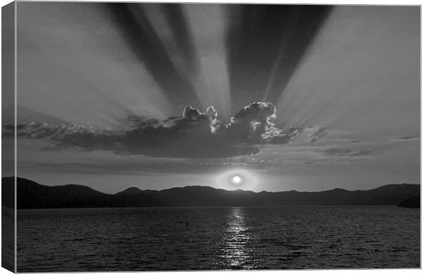 Black and White Sunset Canvas Print by Shaun Cope