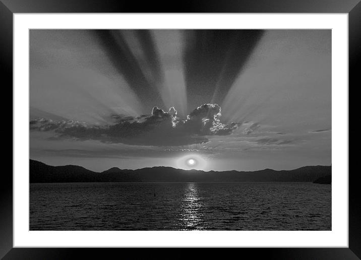 Black and White Sunset Framed Mounted Print by Shaun Cope