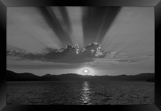 Black and White Sunset Framed Print by Shaun Cope
