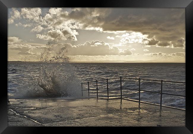 Crosby Beach Wave Splash Framed Print by Phillip Orr