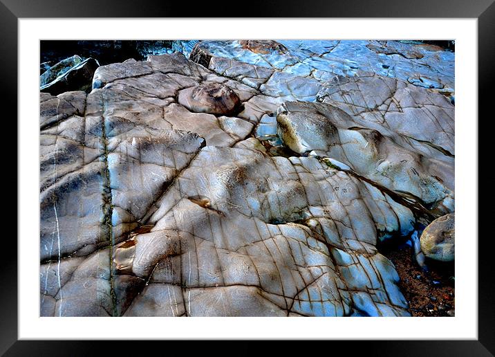 Battered Sea Rocks Framed Mounted Print by Shaun Cope