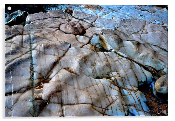 Battered Sea Rocks Acrylic by Shaun Cope