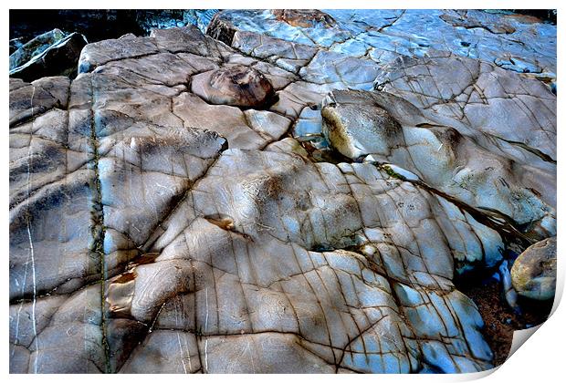 Battered Sea Rocks Print by Shaun Cope