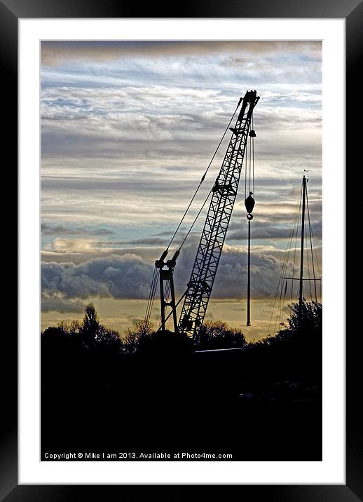 Crane Silhouette Framed Mounted Print by Thanet Photos