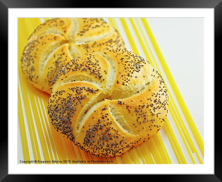 Kaiser roll with puppy seed Framed Mounted Print by Dragomir Nikolov