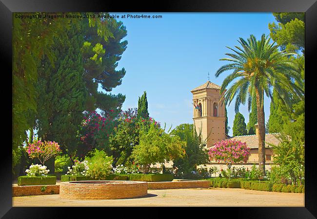 Gardens of La Alhambra in Granada, Spain Framed Print by Dragomir Nikolov