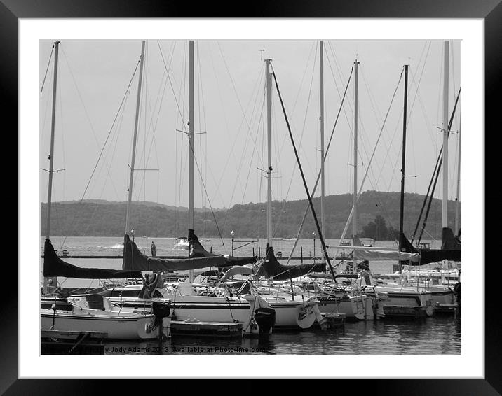 Sailboats in Black and White Framed Mounted Print by Pics by Jody Adams