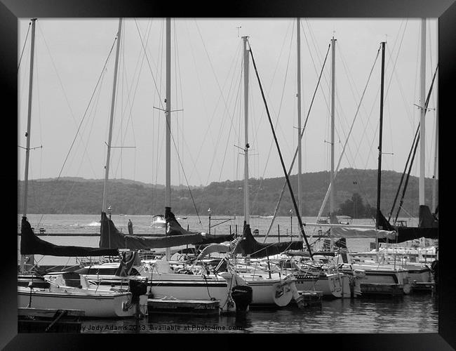 Sailboats in Black and White Framed Print by Pics by Jody Adams