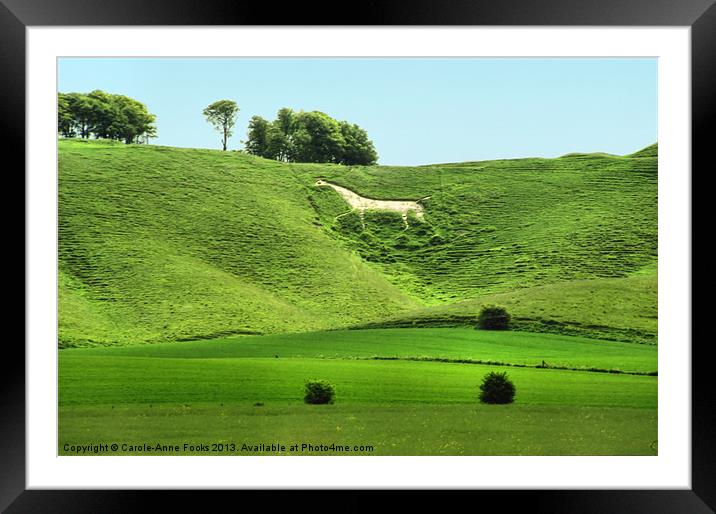 White Horse at Cherhill Framed Mounted Print by Carole-Anne Fooks