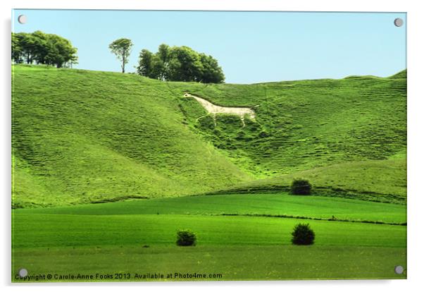 White Horse at Cherhill Acrylic by Carole-Anne Fooks