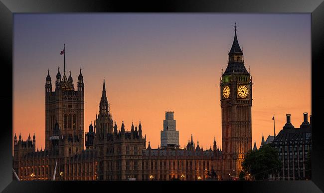Westminster at Sunset Framed Print by Dean Messenger