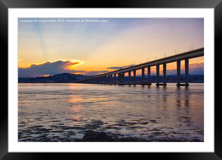 Dundee and Tay Bridge Sunset Framed Mounted Print by craig beattie
