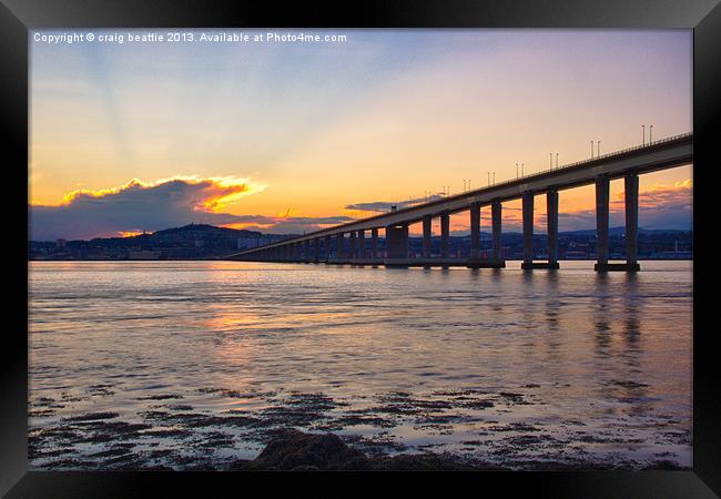 Dundee and Tay Bridge Sunset Framed Print by craig beattie