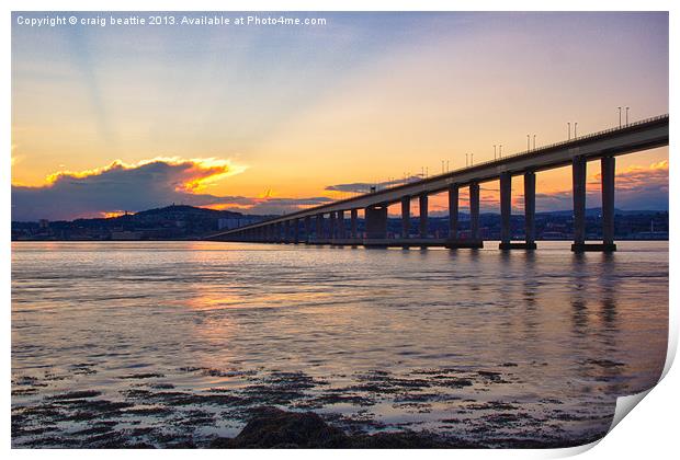 Dundee and Tay Bridge Sunset Print by craig beattie