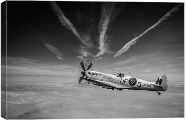 Spitfire Climbing to Intercept Canvas Print by P H