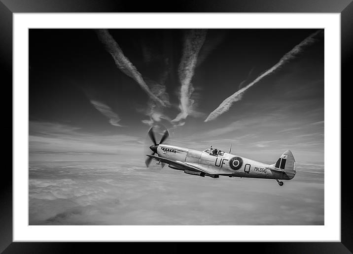 Spitfire Climbing to Intercept Framed Mounted Print by P H