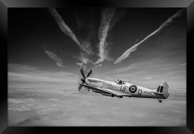 Spitfire Climbing to Intercept Framed Print by P H