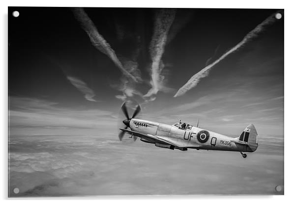 Spitfire Climbing to Intercept Acrylic by P H