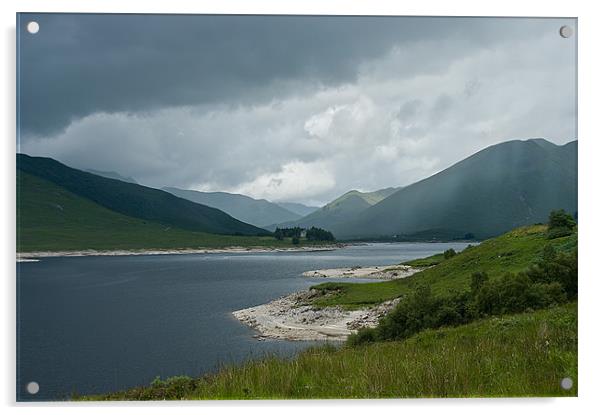 Loch Cluanie In Rain Acrylic by Jacqi Elmslie