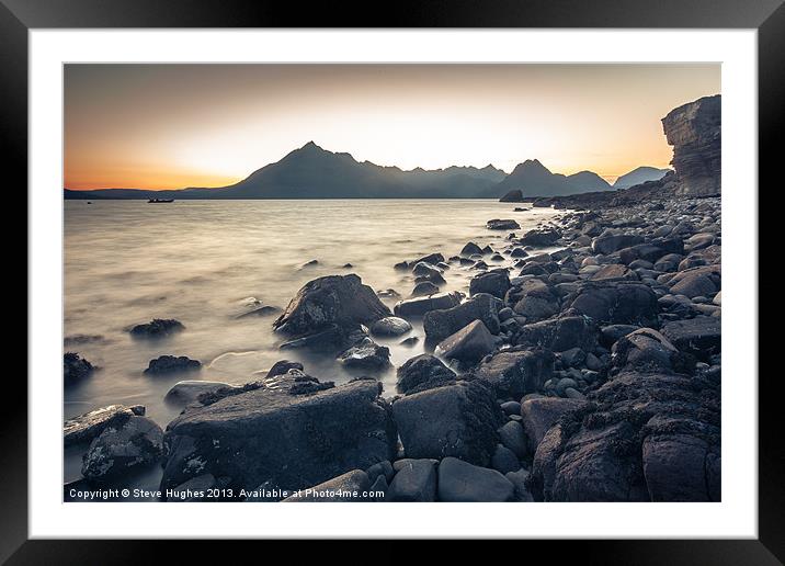 Sunset from Elgol beach Framed Mounted Print by Steve Hughes