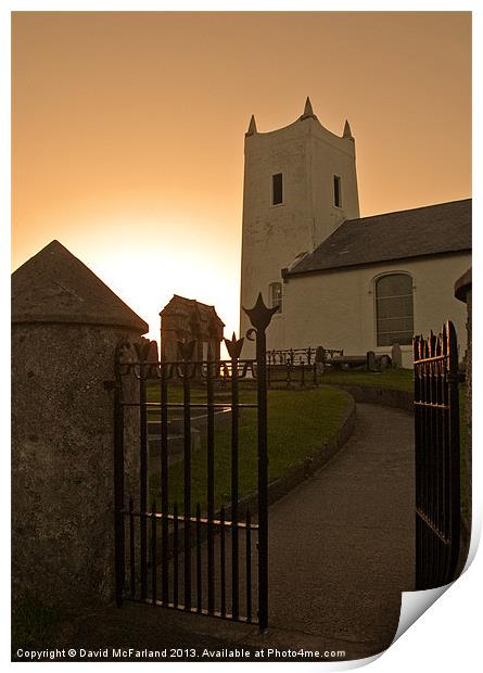 Ballintoy Church evening Print by David McFarland