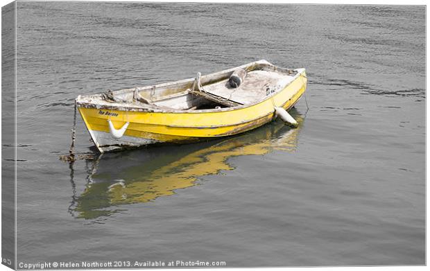 Yellow Boat Canvas Print by Helen Northcott