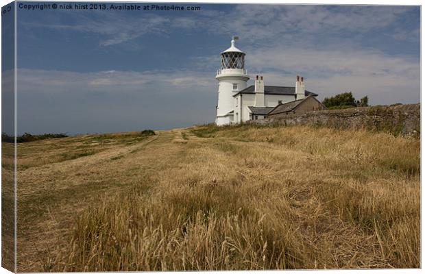 Caldey Island Lighthouse Canvas Print by nick hirst
