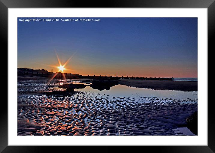 Sunset at Walcott Beach Framed Mounted Print by Avril Harris